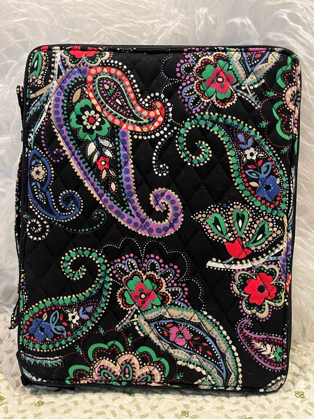 Vera Bradley Black Quilted Zipper Tablet Portfolio, Kiev Paisley